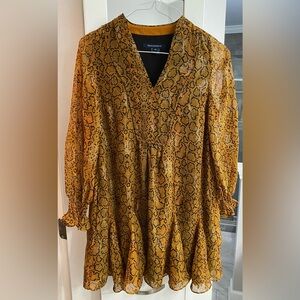 French Connection Flowy Snake Print V-Neck Dress